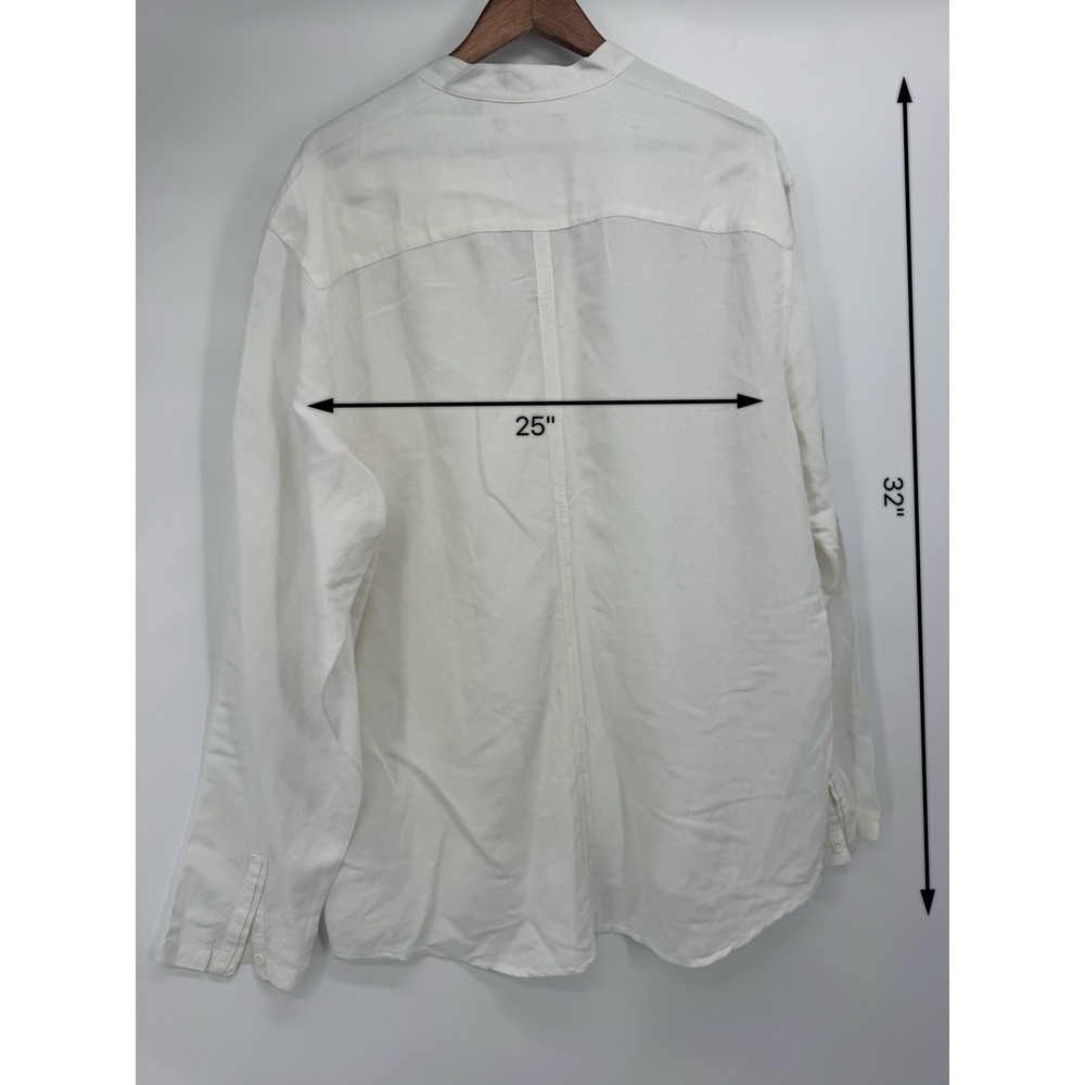Cubavera XL Linen Long Sleeve Shirt Mens Popover White Embroidered beachy - Picture 4 of 11